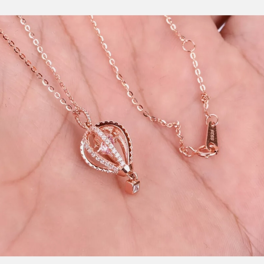 Pink & white Topaz balloon memory necklace 17" - Picture 4 of 4